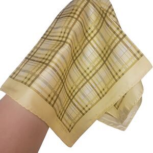 Burberry Silk Golden Yellow Plaid Pocket Square